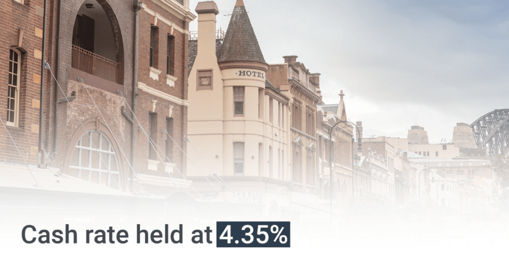 RBA announced the cash rate will remain unchanged at 4.35%