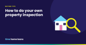 Illustration of a magnifying glass inspecting a house
